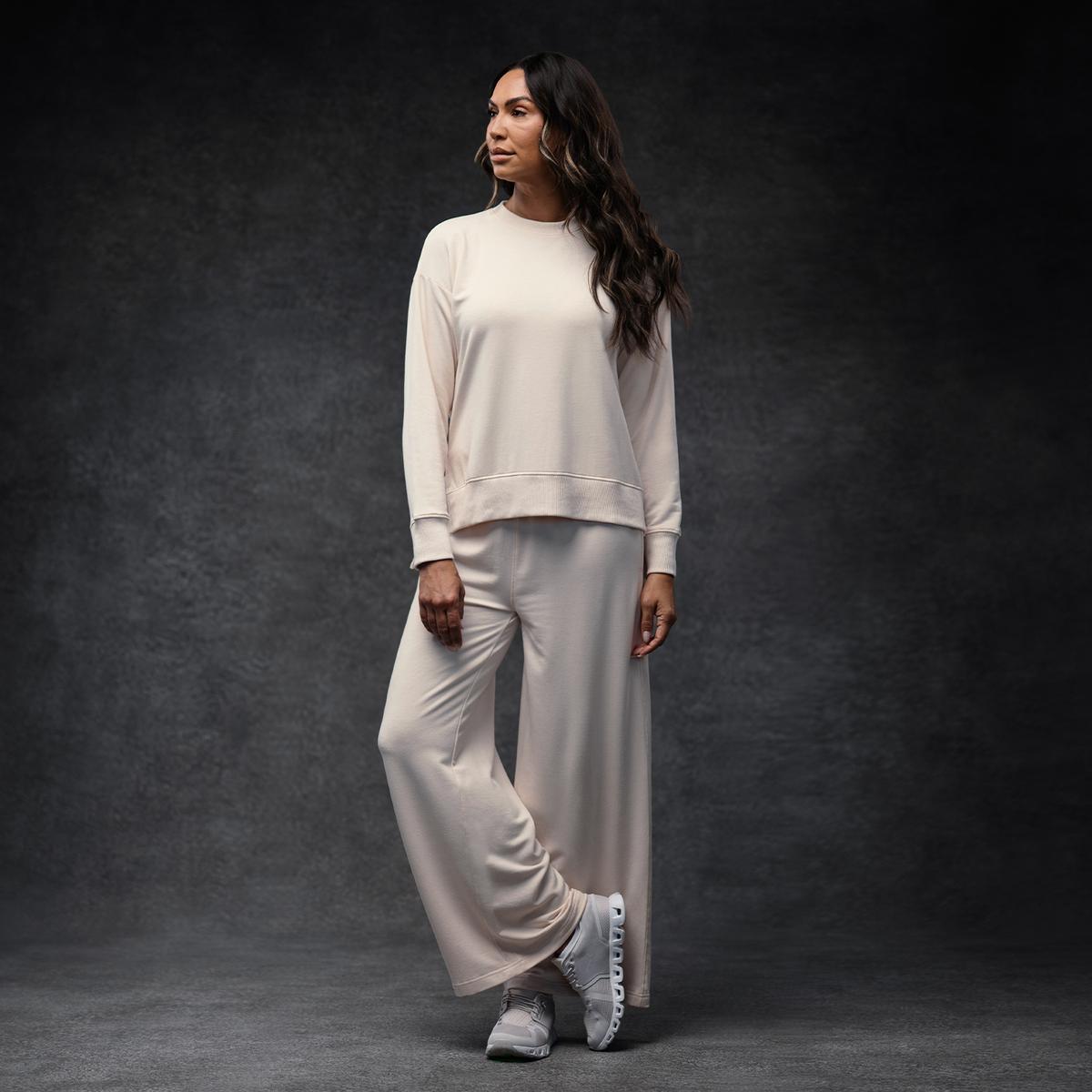 Almond Women's Essential Tunic + Wide-Leg Pant Set