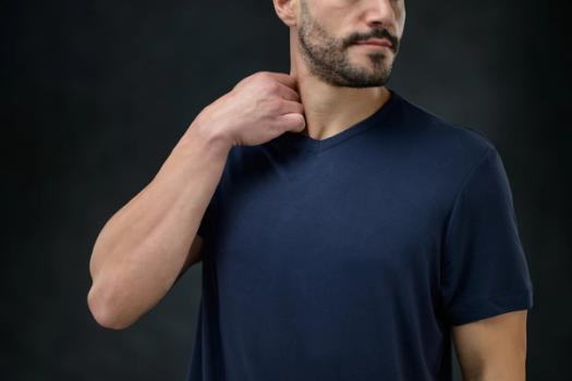 Men's Sleep Tee detail in storm