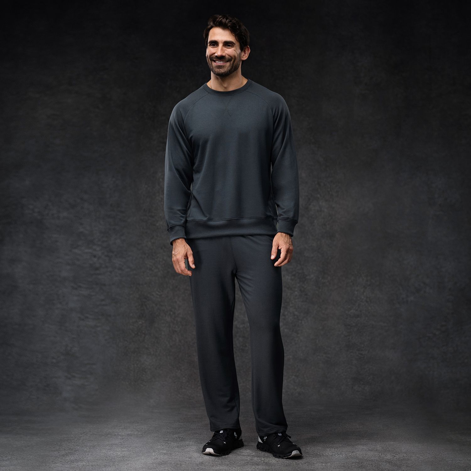 Charcoal Men's Essential Crew + Relaxed Pant Set