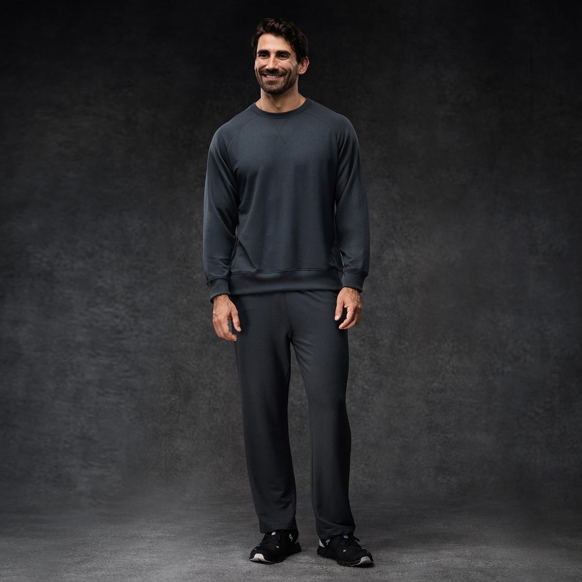 Charcoal Men's Essential Crew + Relaxed Pant Set