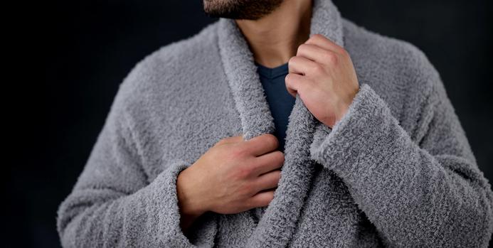 Grey Ultra Plush Robe detail