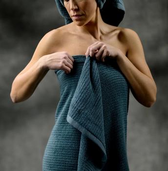 Ocean Bath Sheet wrapped around model