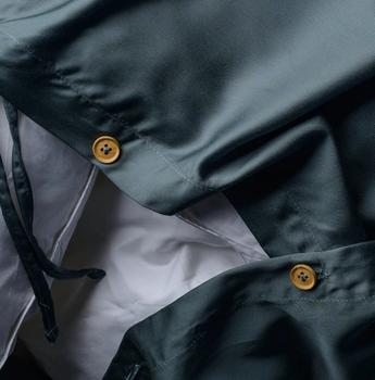 Close up of a bamboo duvet cover with extra ties in the color ocean