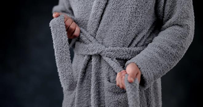 Grey Ultra Plush Robe detail
