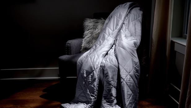 Stone Lightweight Blanket Draped on Chair