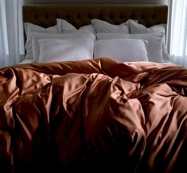 Terracotta Bamboo Viscose Duvet Cover on Bed