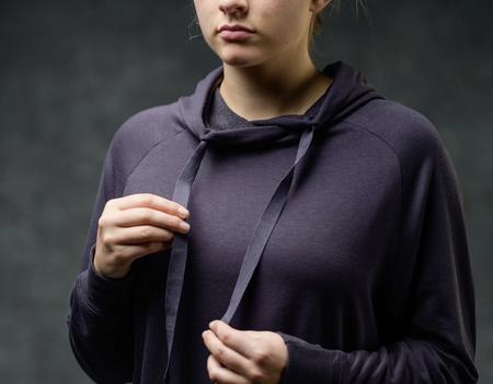 Women's Essential Hoodie detail in fig