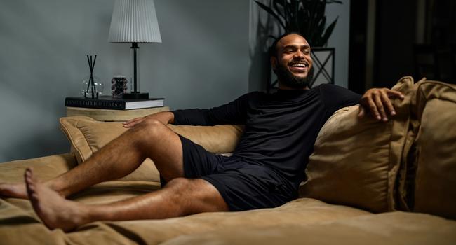 Man staying cool with Modal Pajamas in onyx