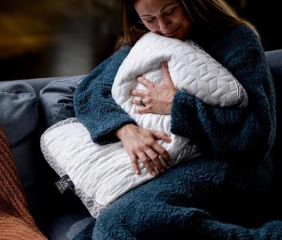 Cuddling with LAYR Customizable Pillow
