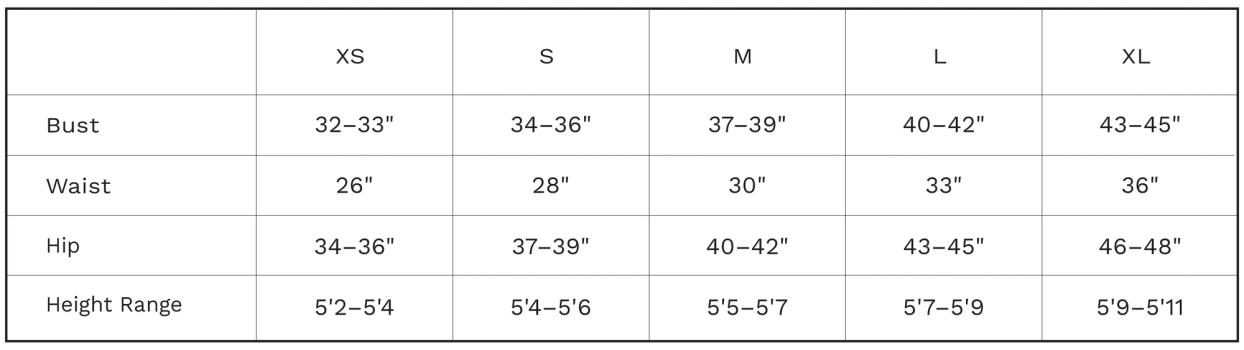 Womens Size Chart