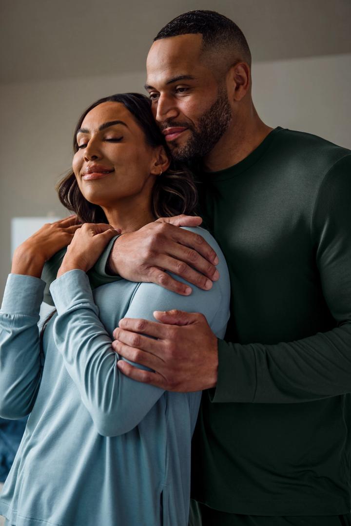 Couple enjoying their Modal Sleepwear Pajamas