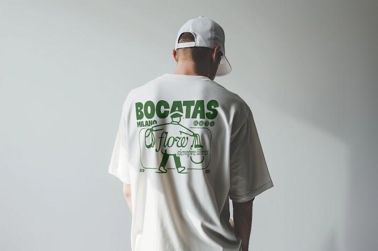Maglietta Bocatas 2025 indossata — grafica flow siempre libres