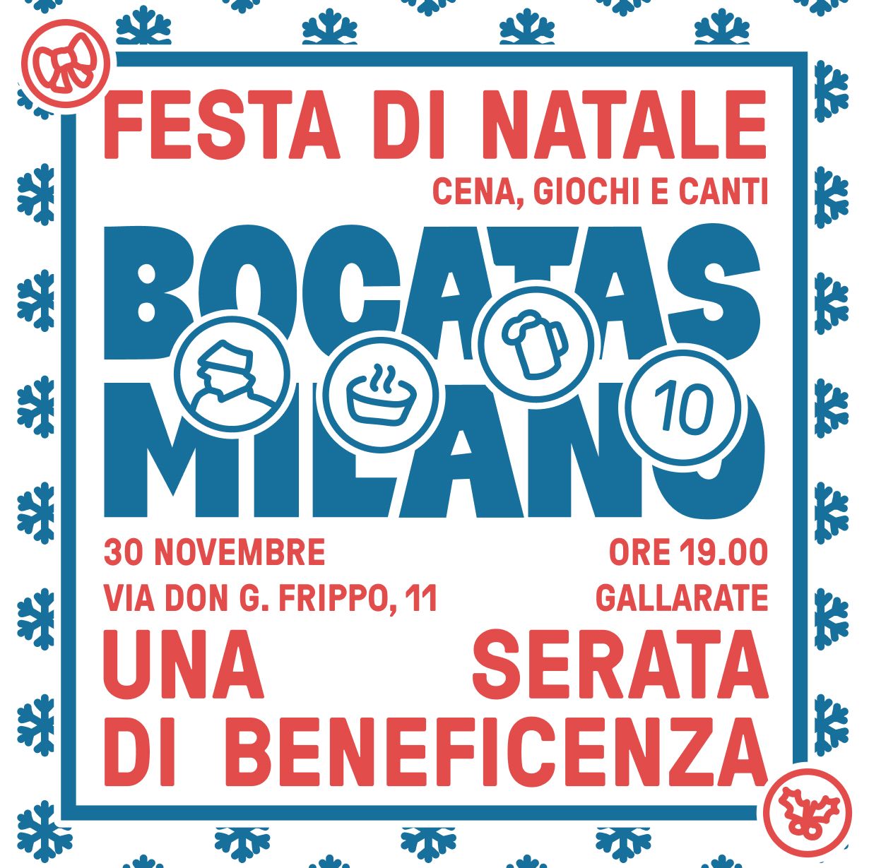 Locandina della Festa di Natale Bocatas Milano