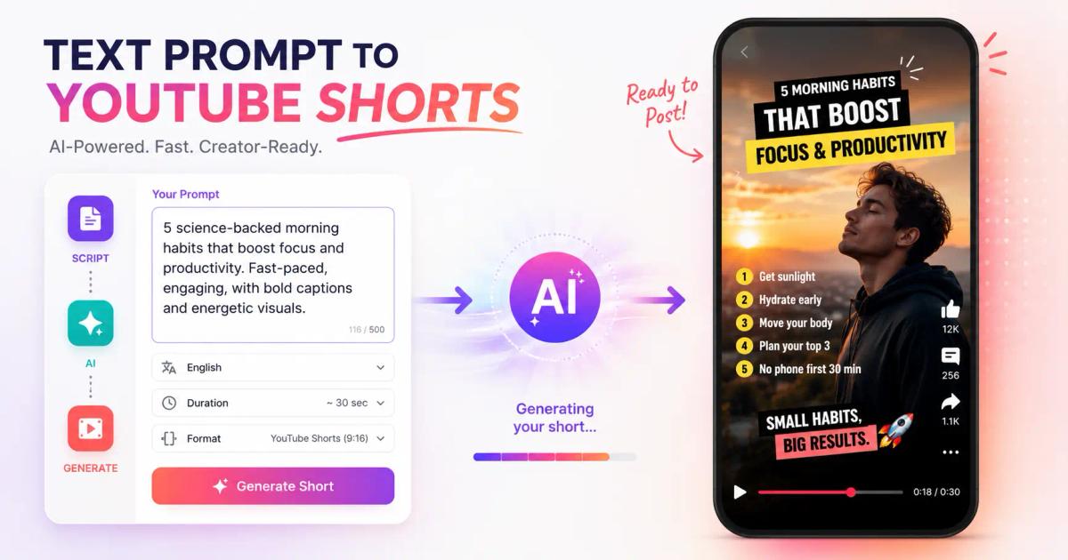 ai youtube shorts generator workflow script to vertical video