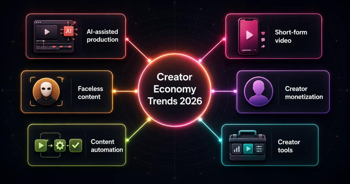 creator economy trends in 2026 including AI video tools and content automation