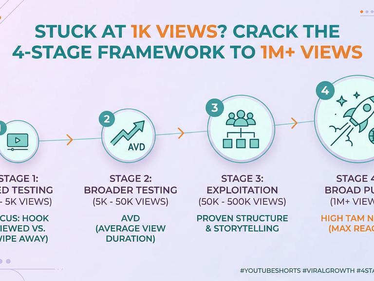 Stuck at 1K Views? The 4-Stage Framework to Reach 1M+ on YouTube Shorts