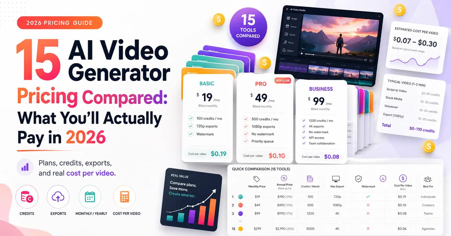 15 AI Video Generator Pricing Compared What You’ll Actually Pay in 2026