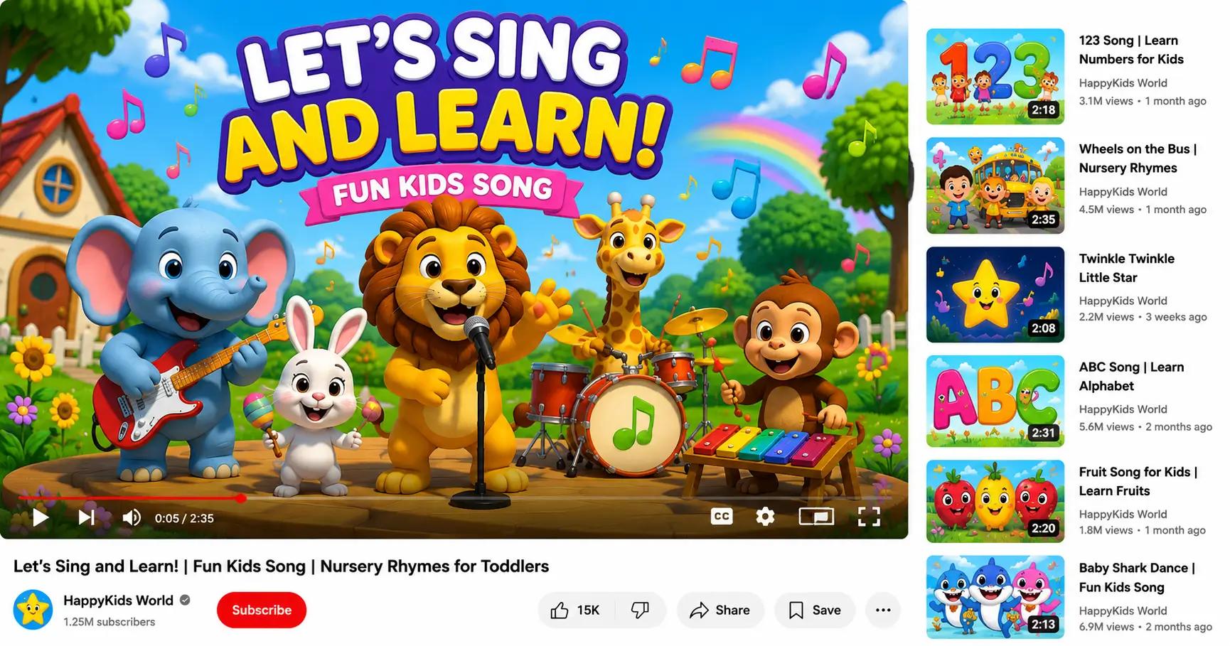 viral kids music videos created with AI on YouTube