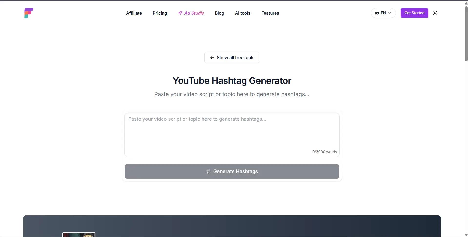 free youtube hashtags from a title with frameloop