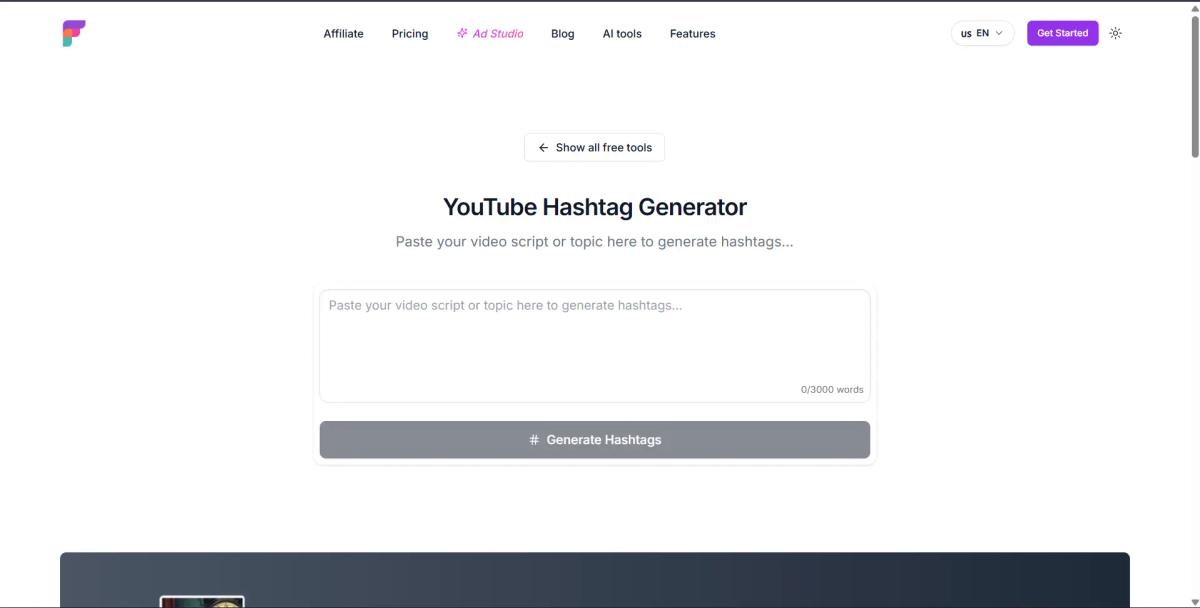 free youtube hashtags from a title with frameloop