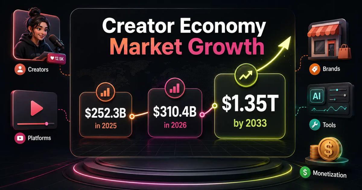 creator economy statistics showing market growth in 2026
