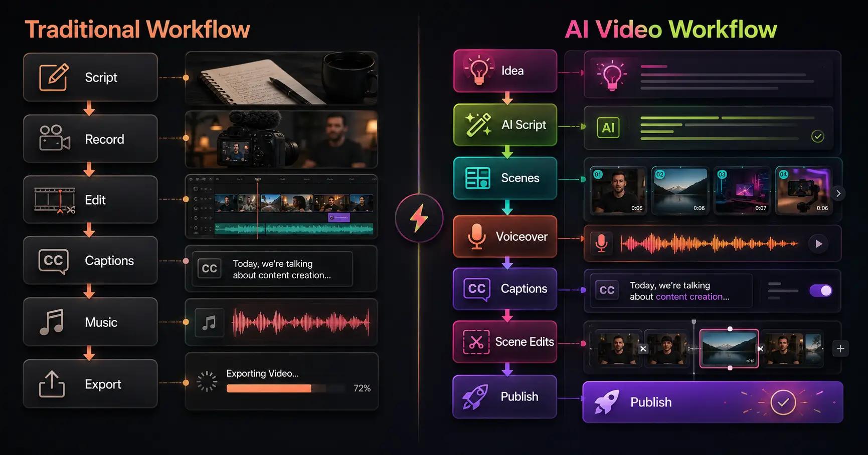 AI video tools changing the creator workflow from script to publishable video