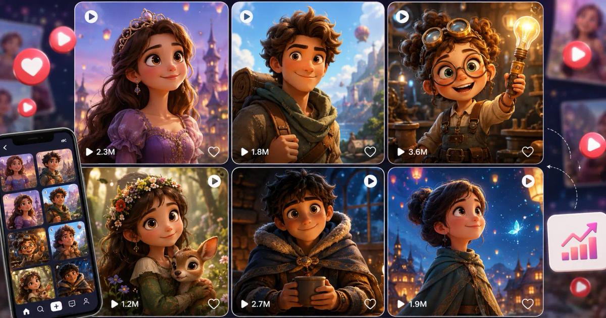ai disney character fan art generated portraits in animation style