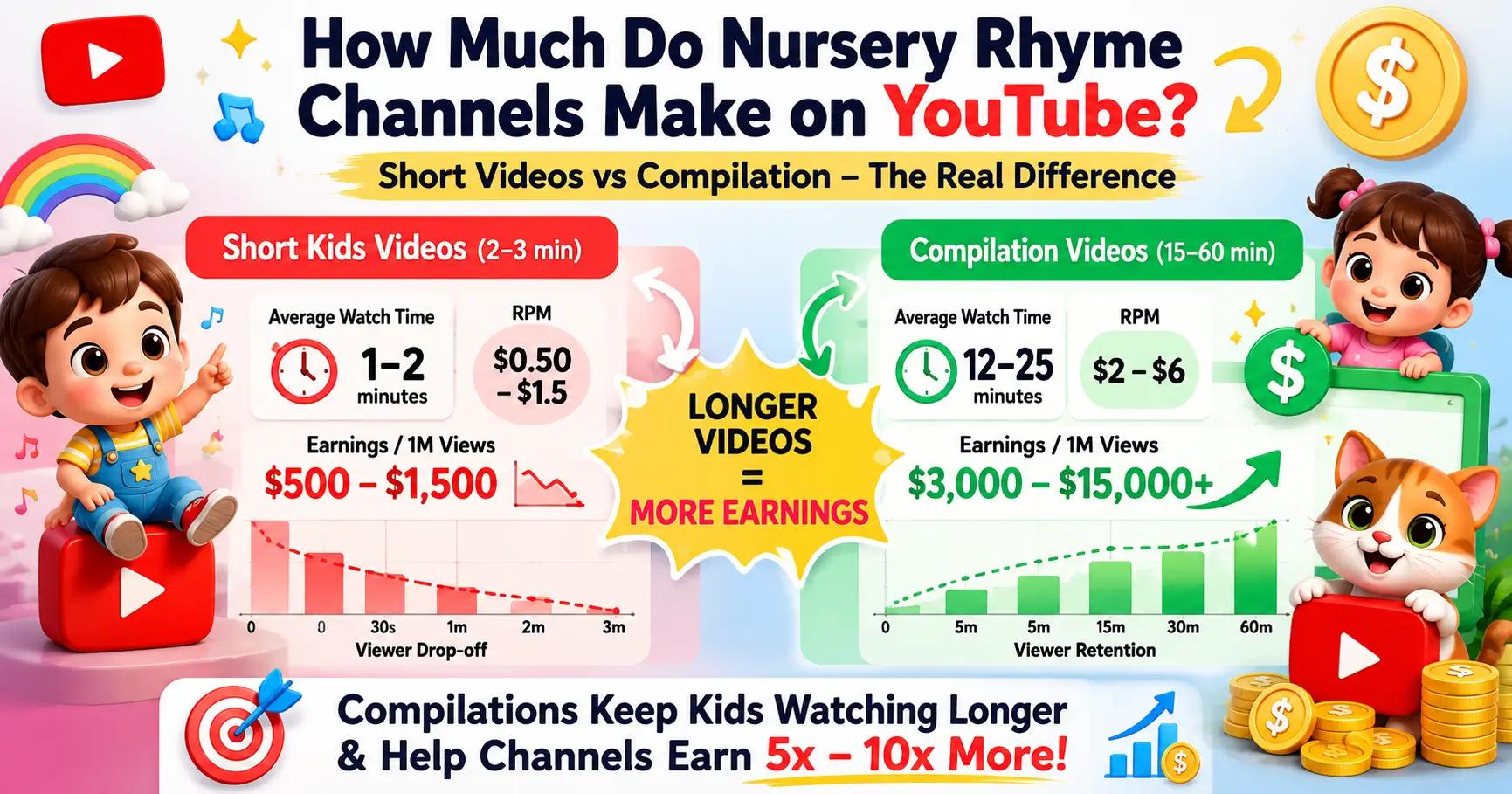 how much do nursery rhyme channels make on YouTube