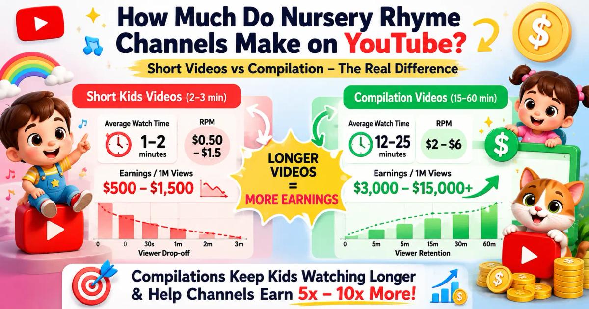 how much do nursery rhyme channels make on YouTube