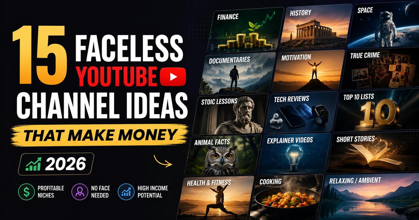 15 Faceless YouTube Channel Ideas That Make Money (2026)