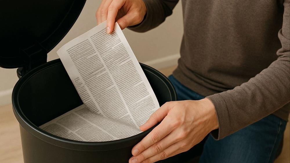 Un truco sencillo para neutralizar olores en el hogar: el uso de papel de diario en los recipientes de residuos