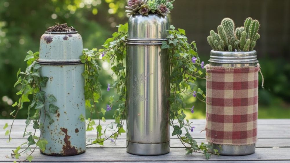 Reutilización Creativa: Termos en Desuso Cobran Nueva Vida como Macetas Ecológicas