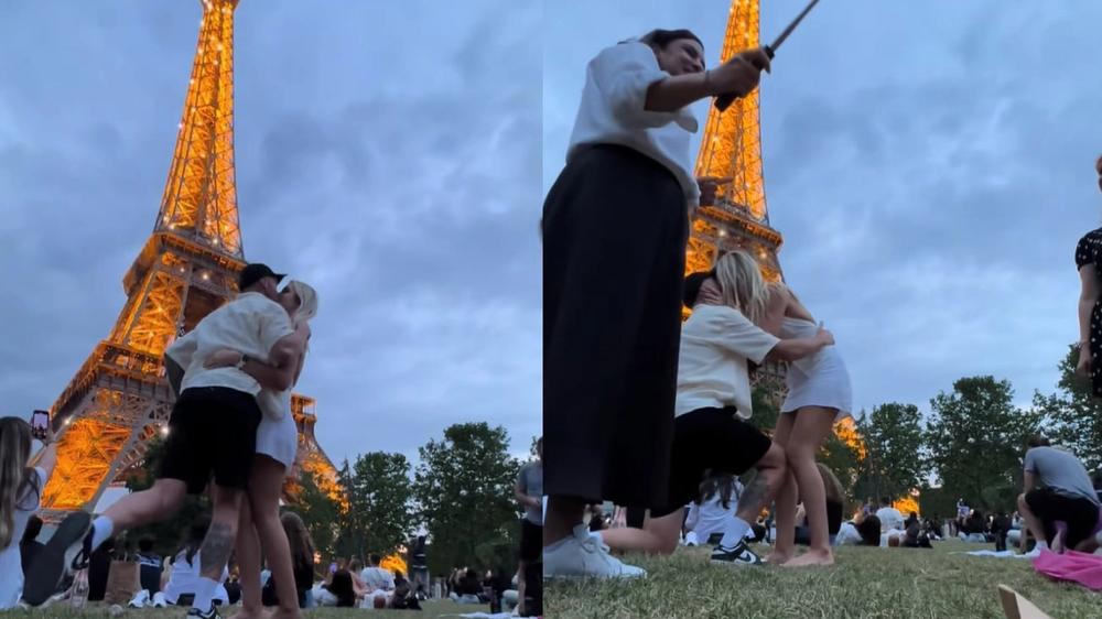 Propuesta matrimonial en París interrumpida: Un video viral revela un inesperado contratiempo