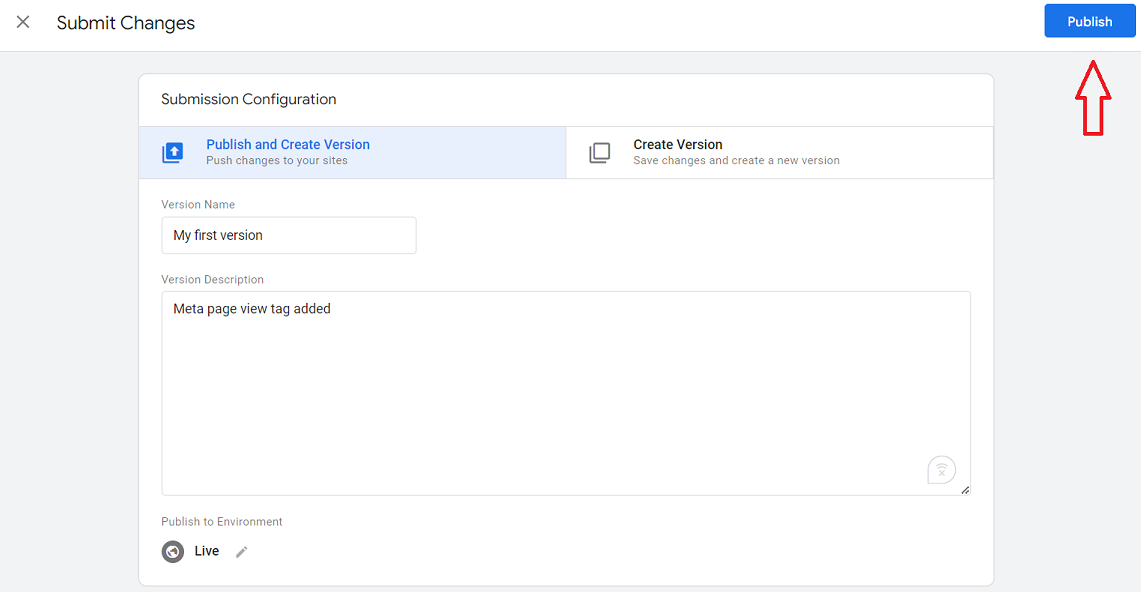 Publishing changes in GTM