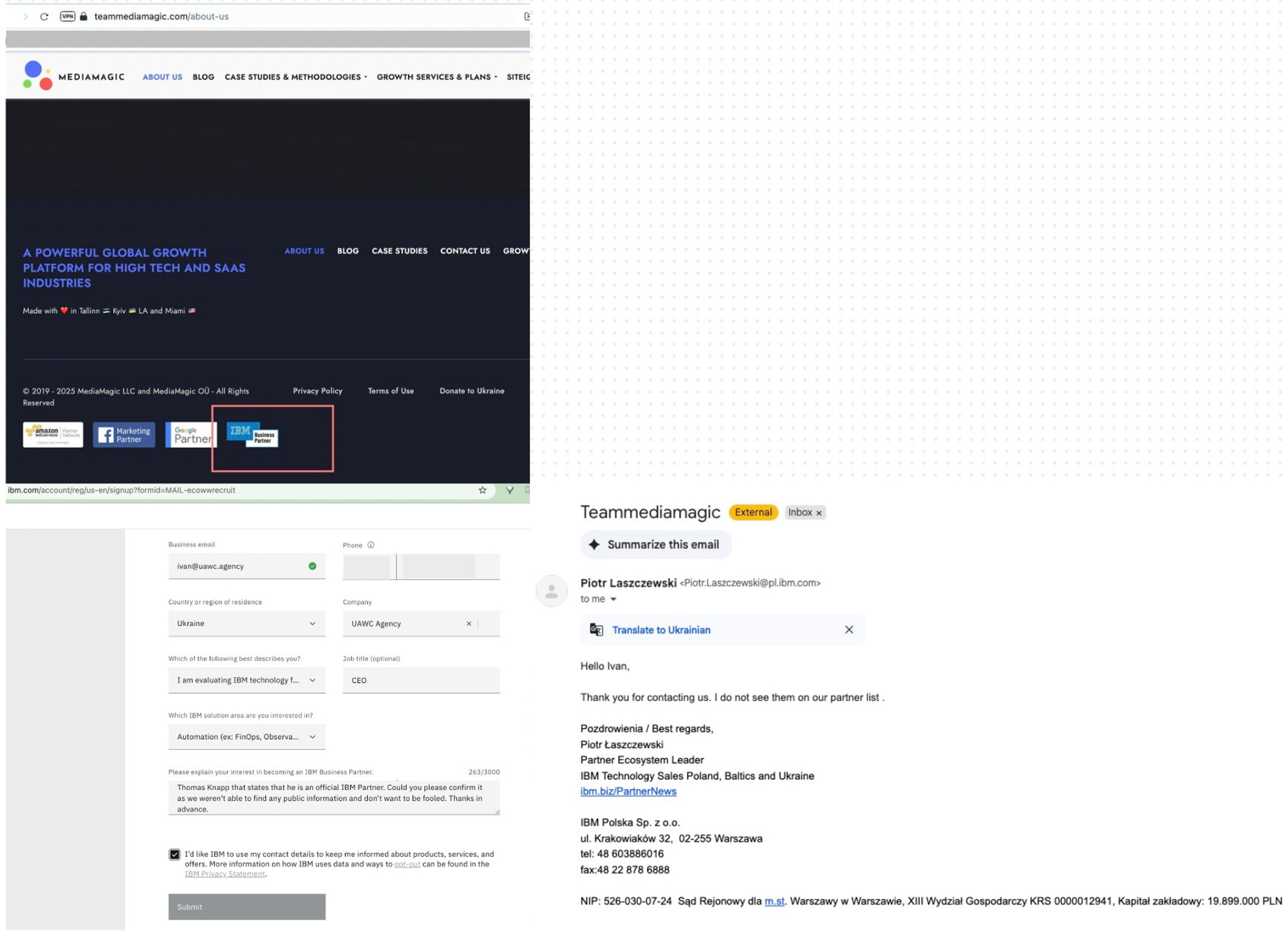Томас Кнапп партнер IBM — спростовано