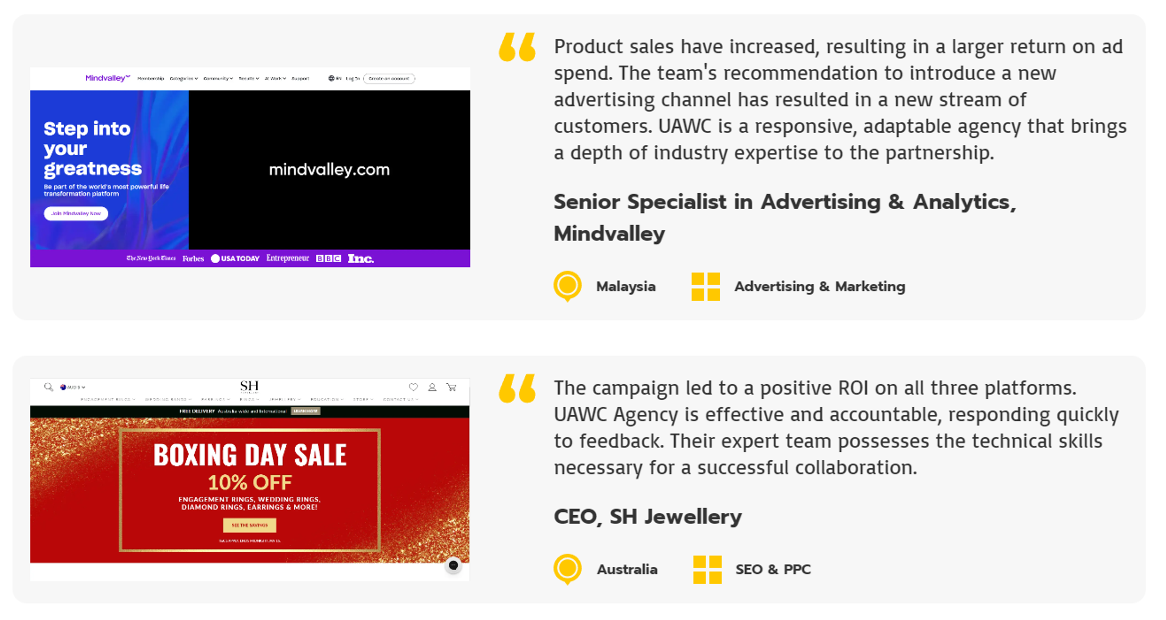 UAWC reviews and testimonials