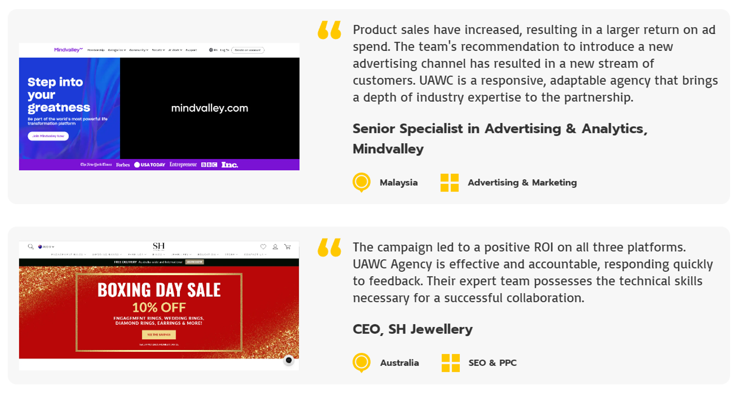 UAWC reviews and testimonials