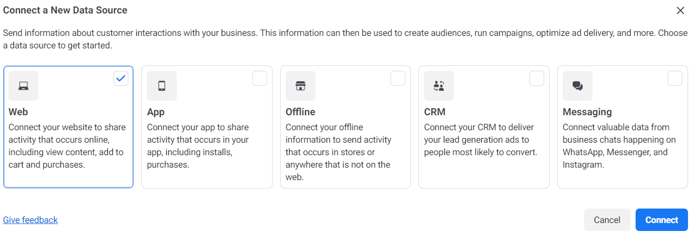 "web" data source