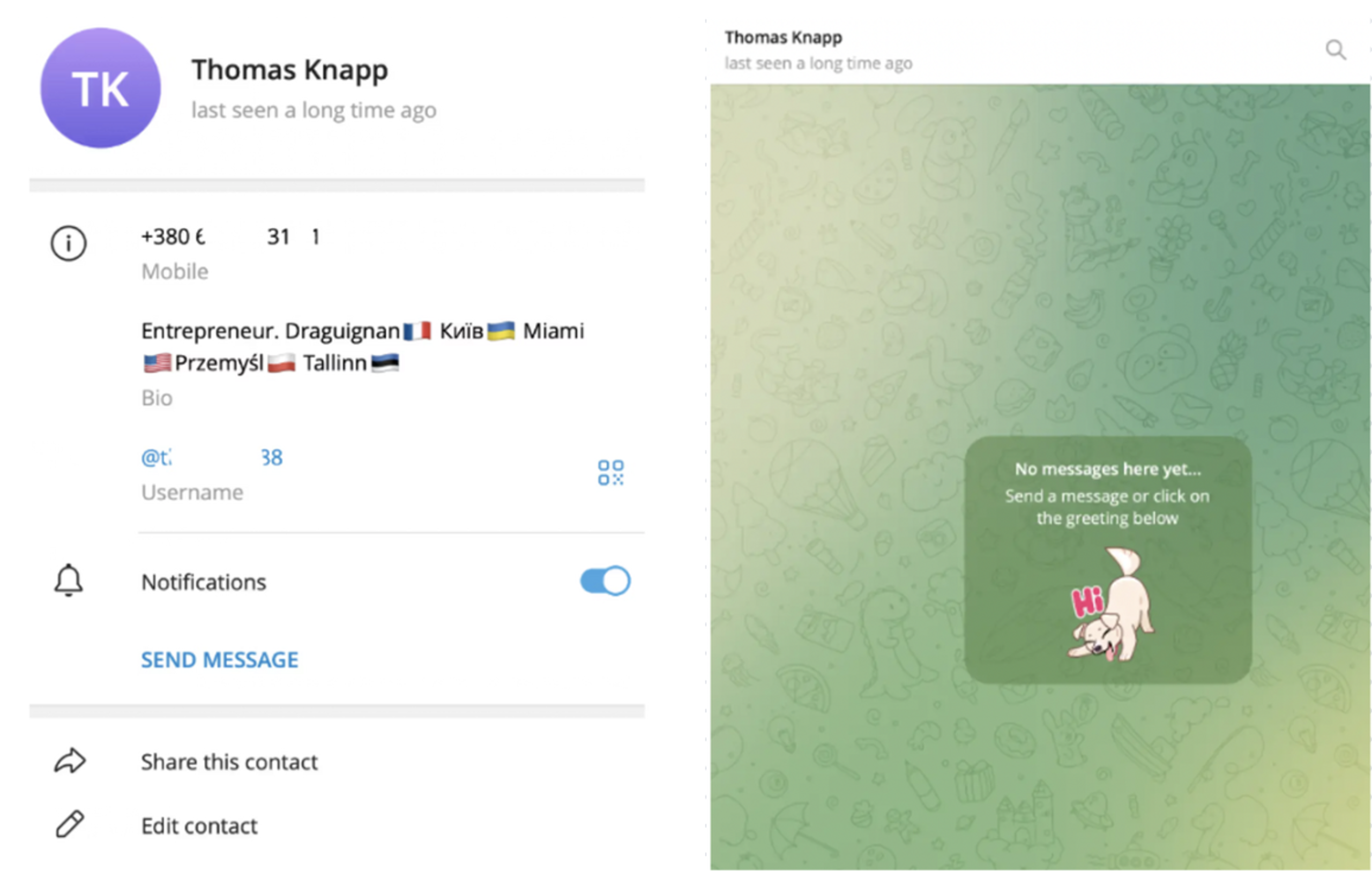Профіль Knapp у Telegram