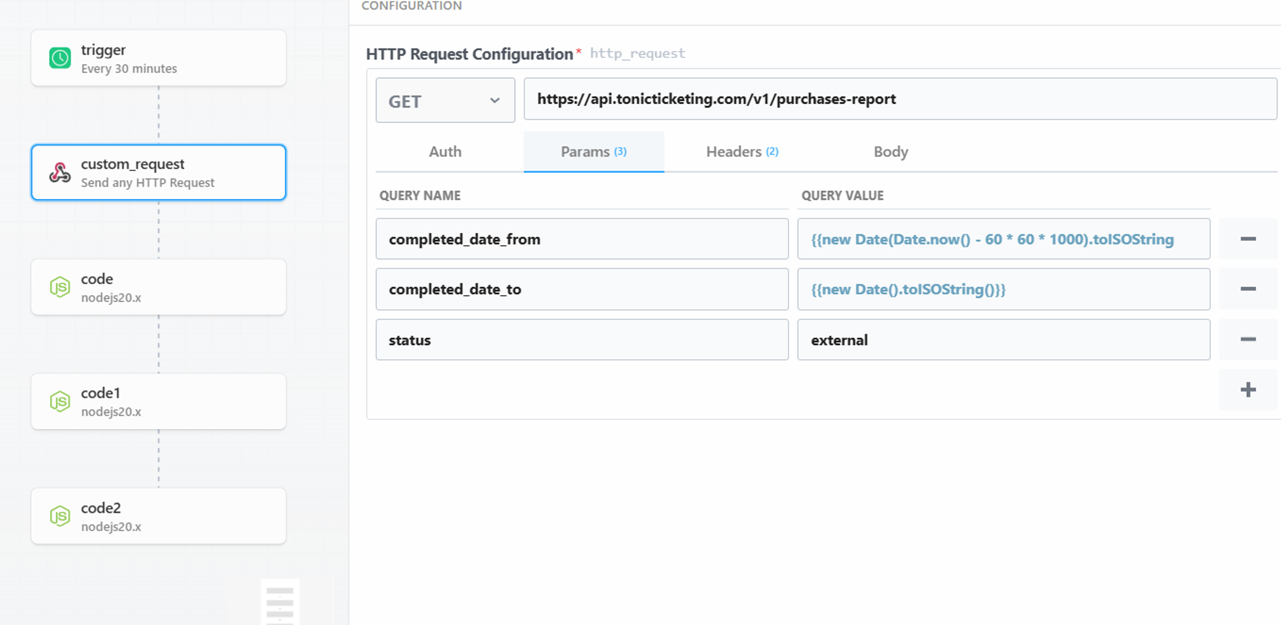 Manually added orders automation — API request