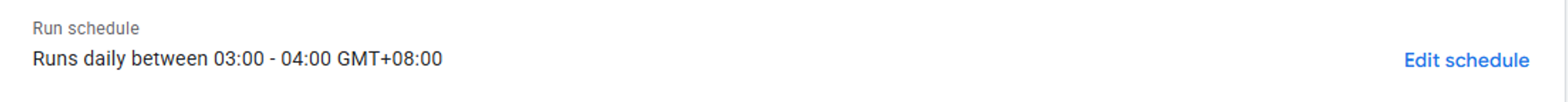 Meta cost data import schedule settings showing daily automatic sync time