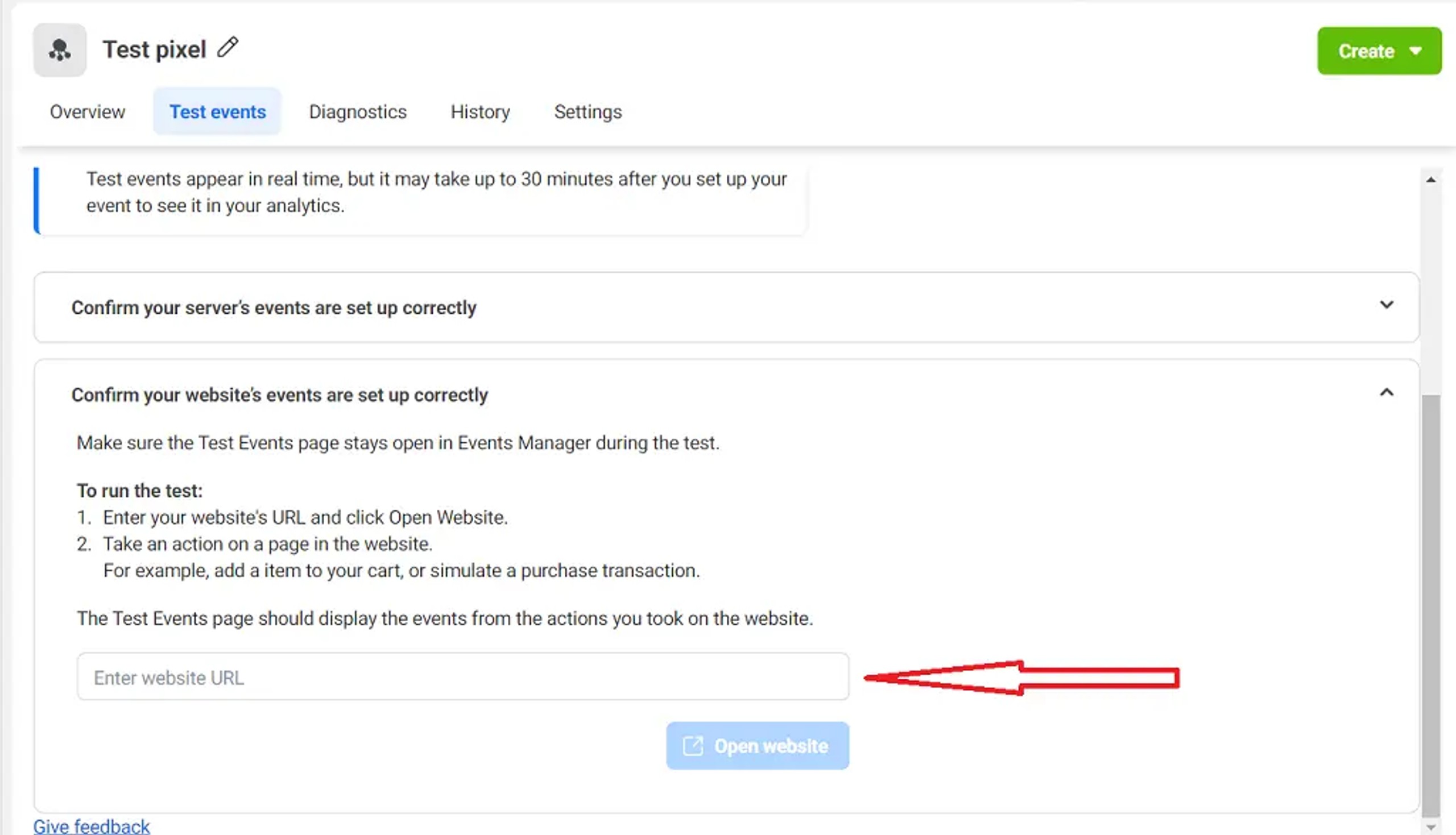Events manager WP store URL