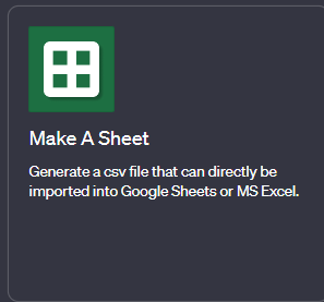 ChatGPT plugin: Make a Sheet