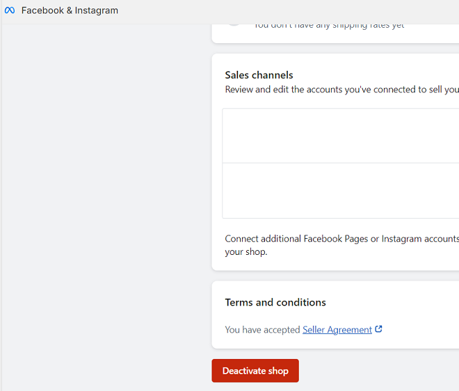 Deactivating "Facebook & Instagram" sales channel