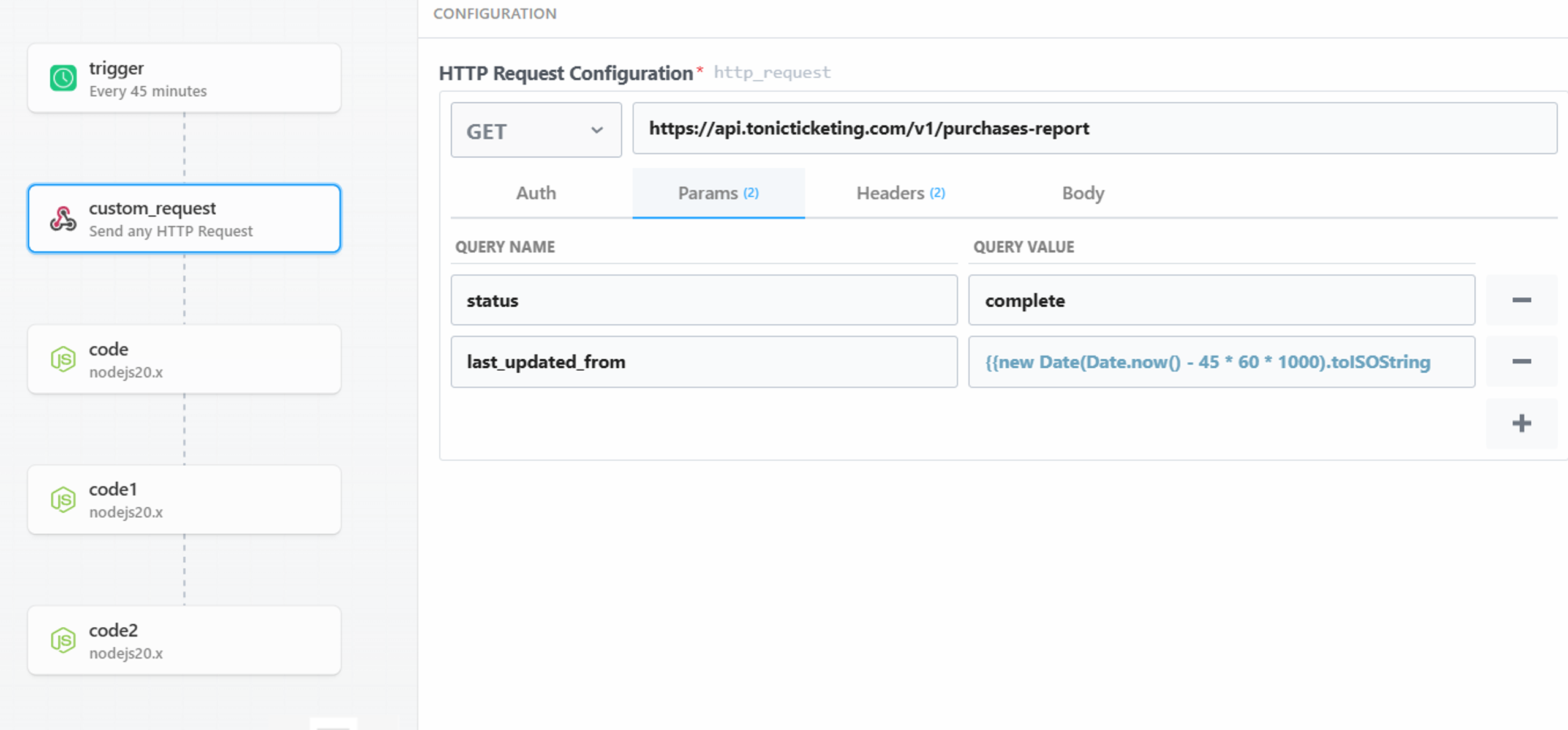 Updated completed orders automation — API request