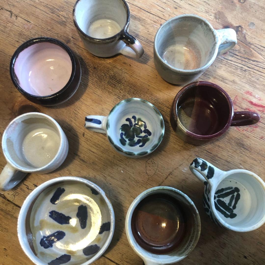 Mix of pottery cups from above