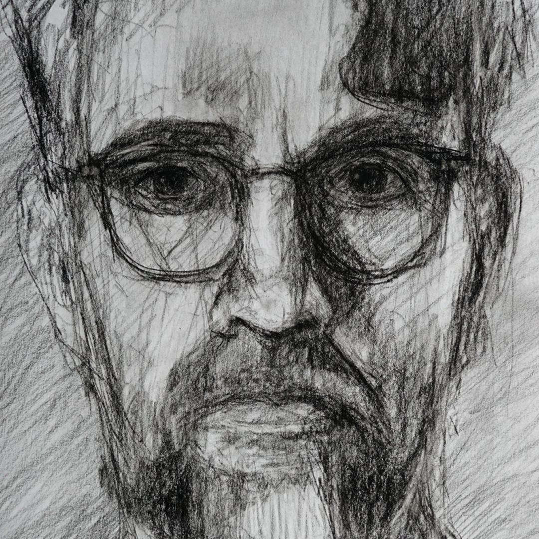 Self-portrait - drawing in black and white