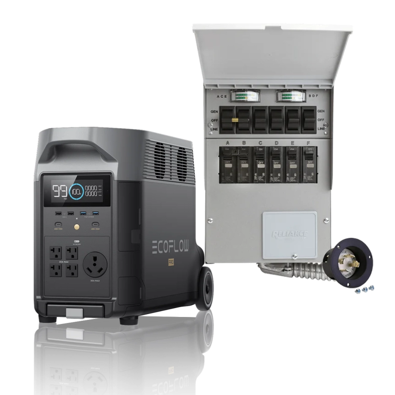 Reliance Panel bundle — transfer panel with an EcoFlow Delta Pro power source