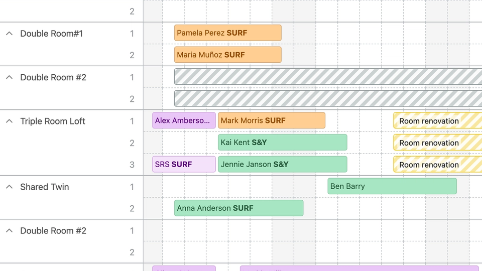 A view of the Backoffice calendar in Bookinglayer's booking software.