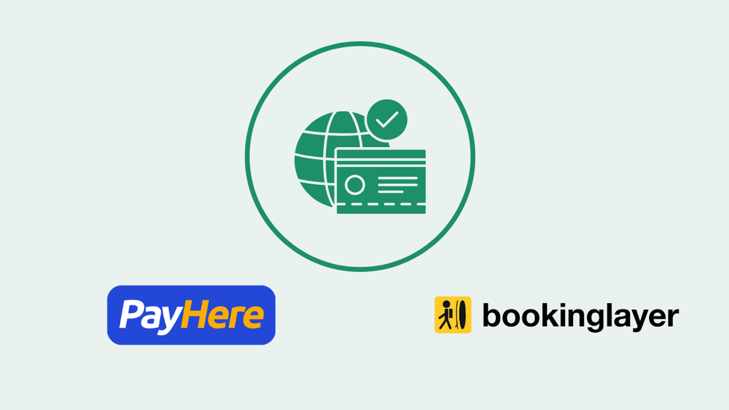 A graphic showing PayHere and Bookinglayer logos